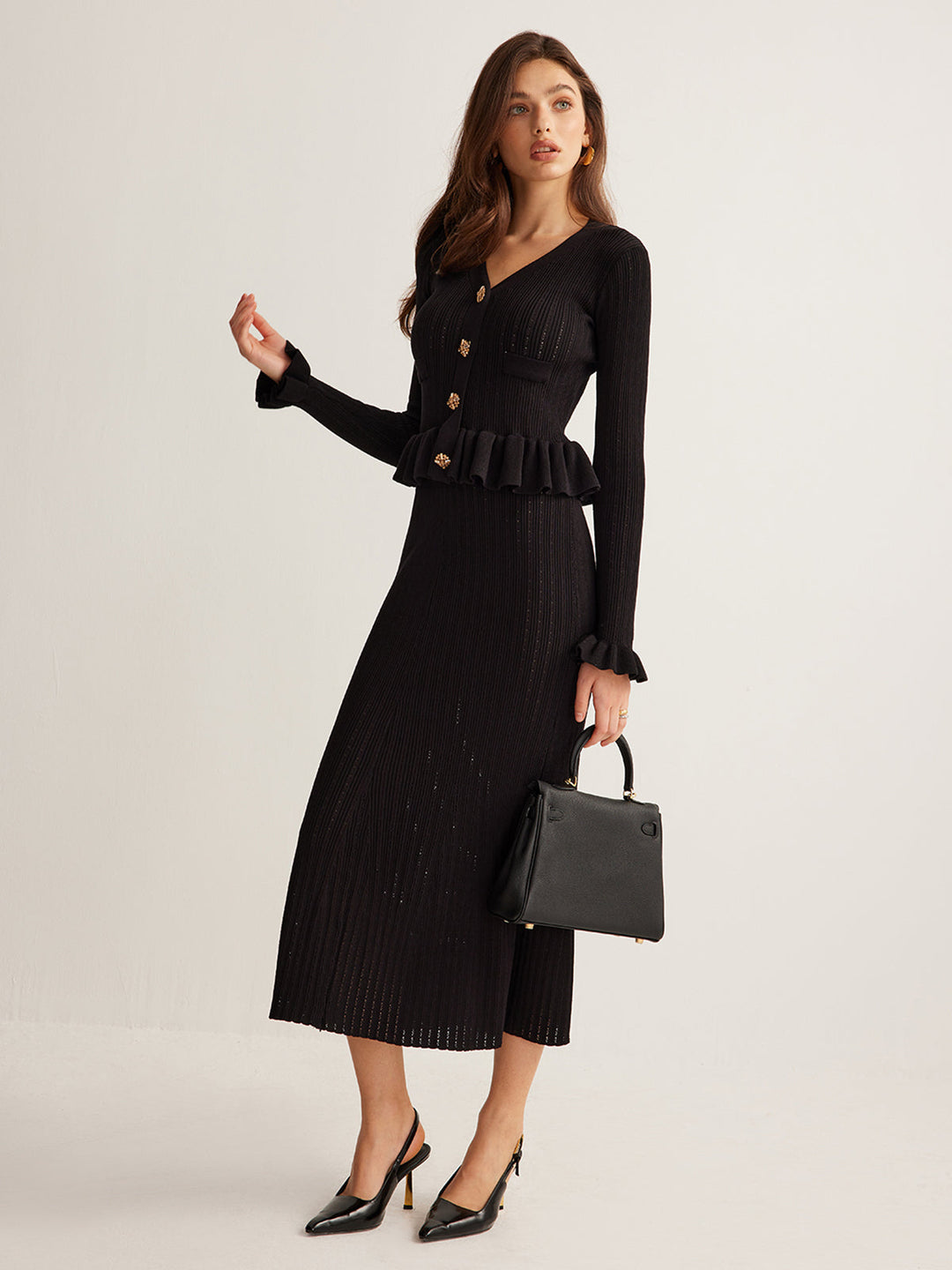 Robe Pull Amincissante à Volants