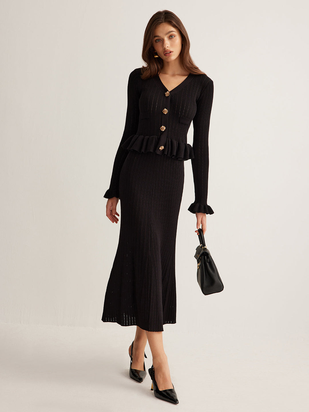 Robe Pull Amincissante à Volants