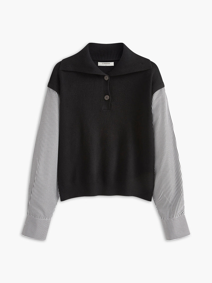 Pull en maille à blocs de couleur et revers