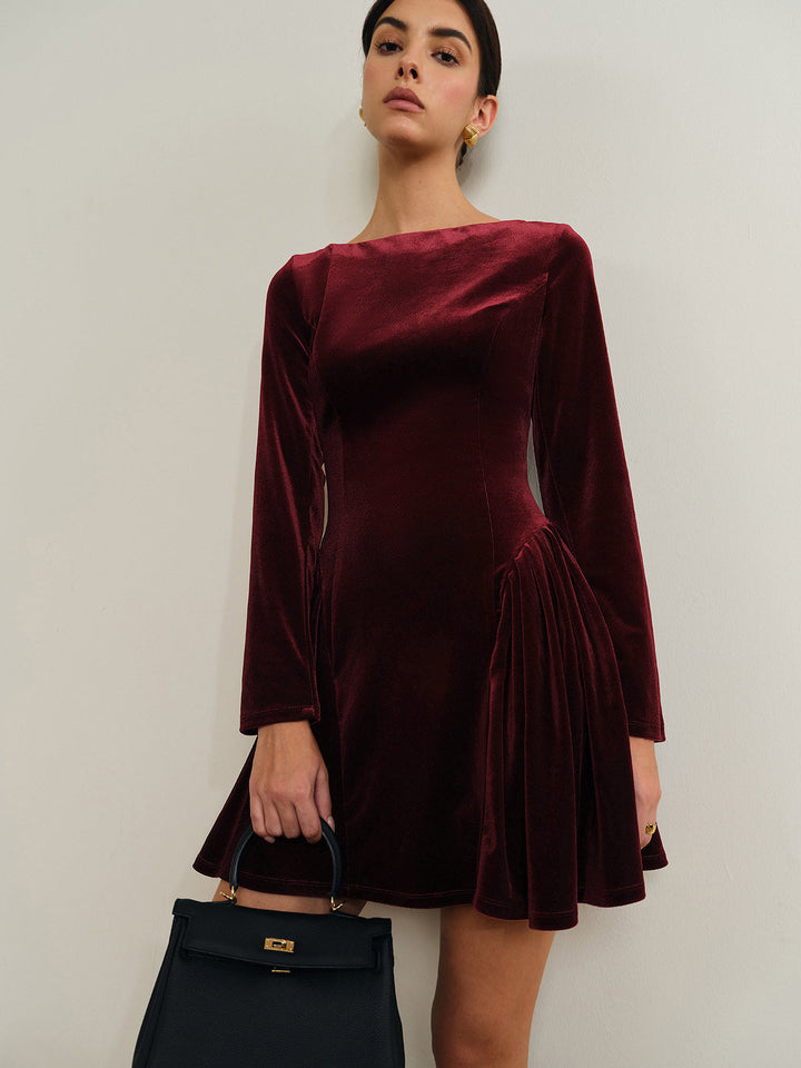 Robe à volants en velours