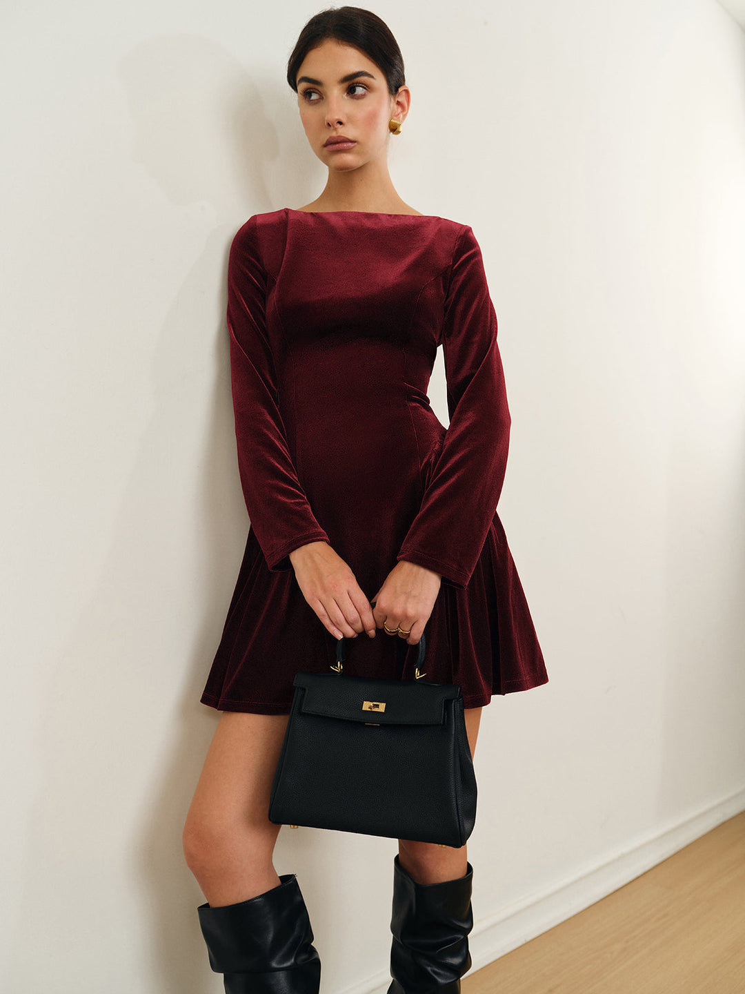 Robe à volants en velours