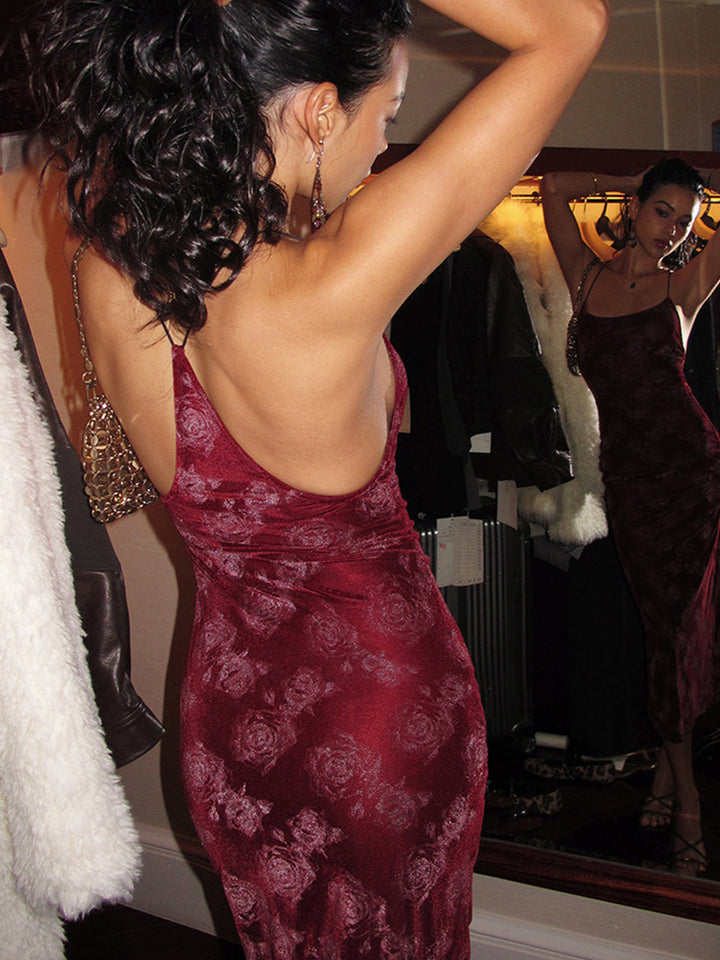 Robe Cami en Velours Rouge