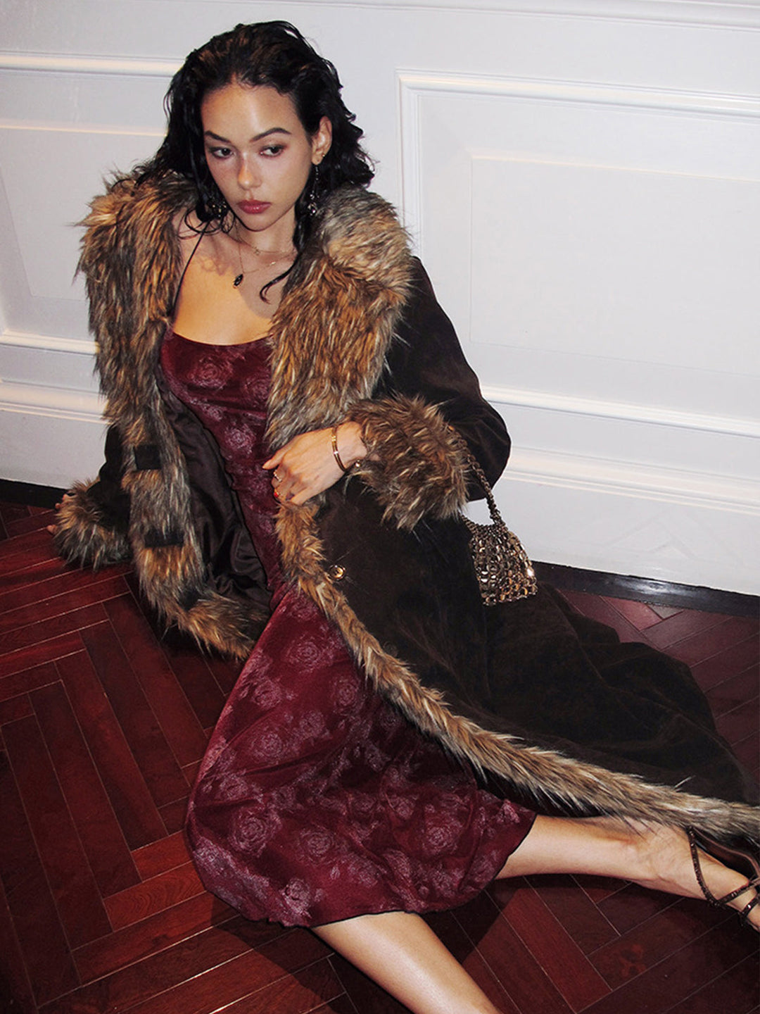 Robe Cami en Velours Rouge