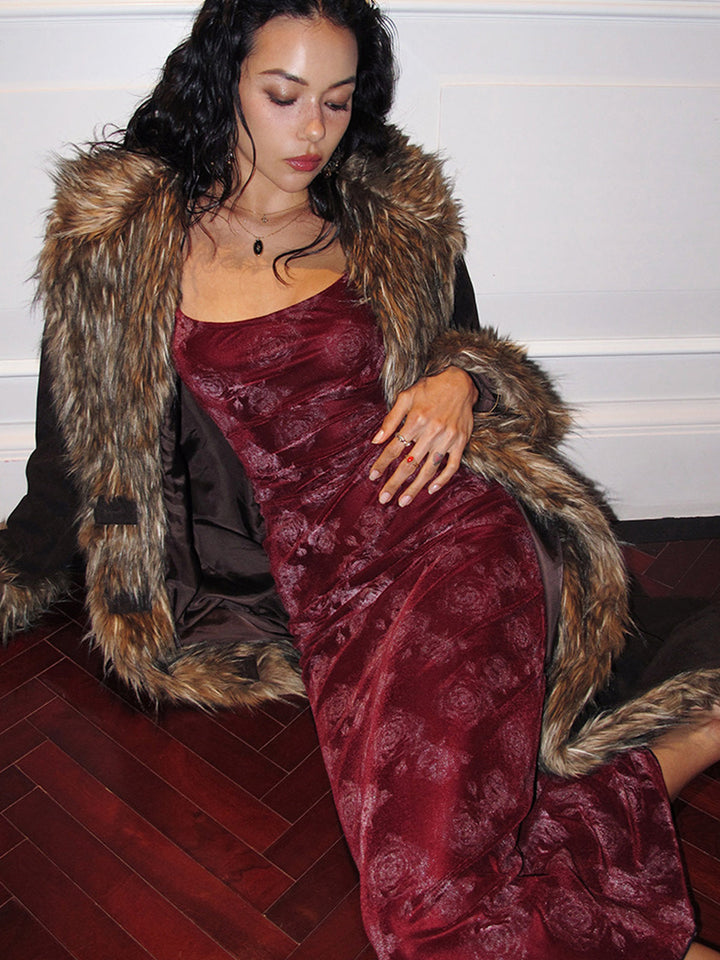 Robe Cami en Velours Rouge