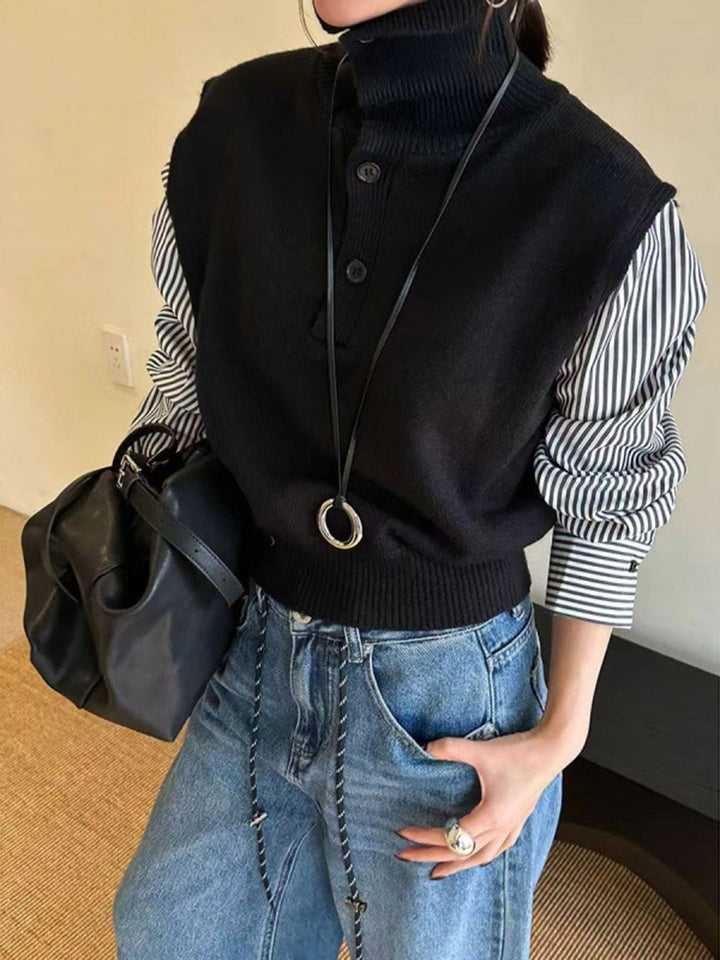 Pull en maille à blocs de couleur et revers