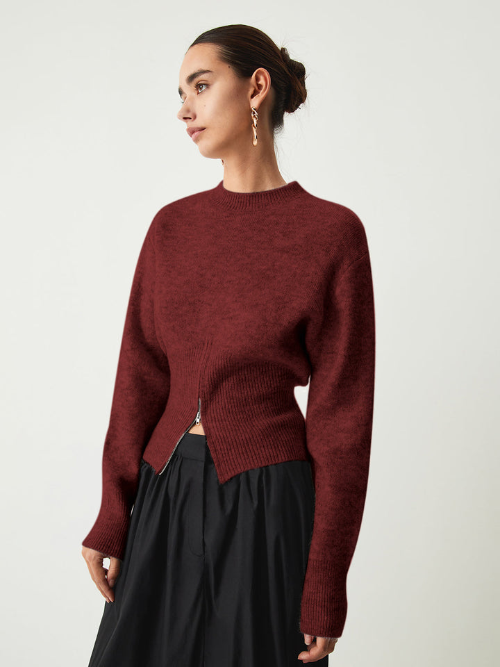 Pull col zippé flou