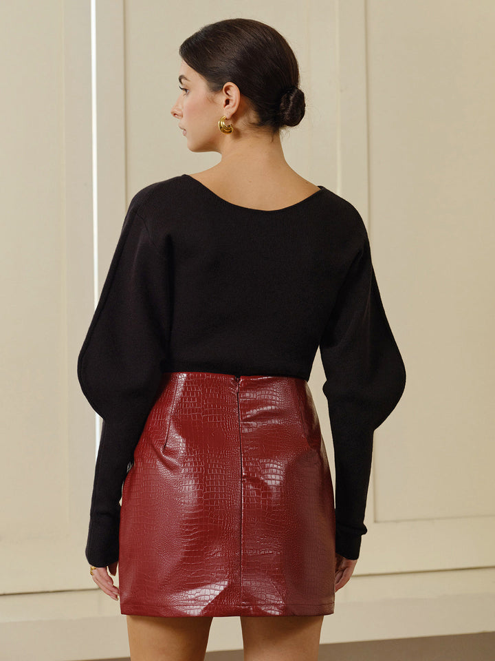 Pull à manches bouffantes à col en V