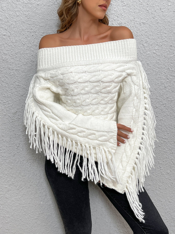 Pull à épaules dénudées à franges Behème