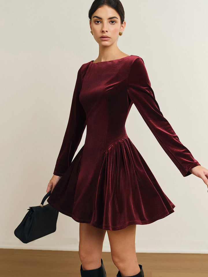 Robe à volants en velours
