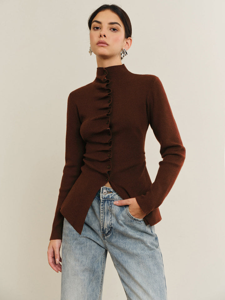 Haut en tricot plissé à coutures fendues