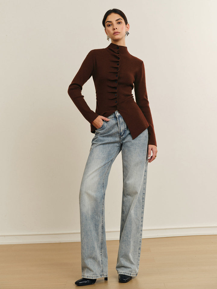 Haut en tricot plissé à coutures fendues