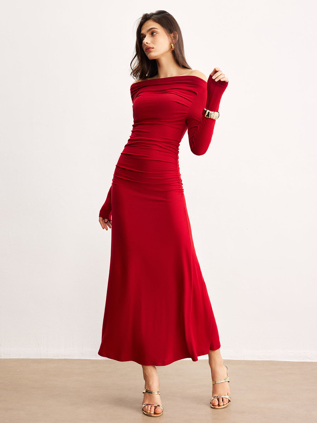 Robe Pull Col Bardot à Volants