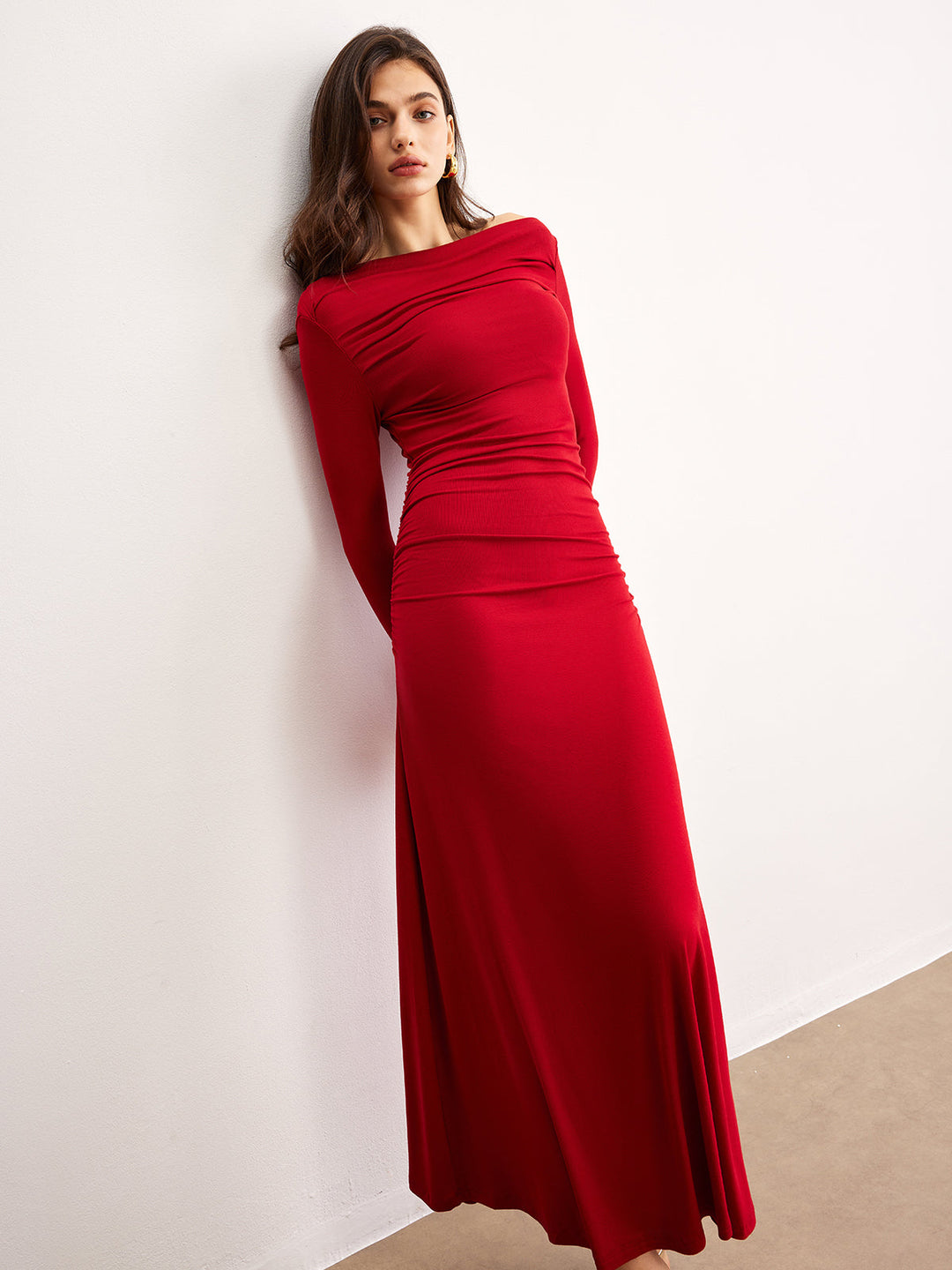 Robe Pull Col Bardot à Volants