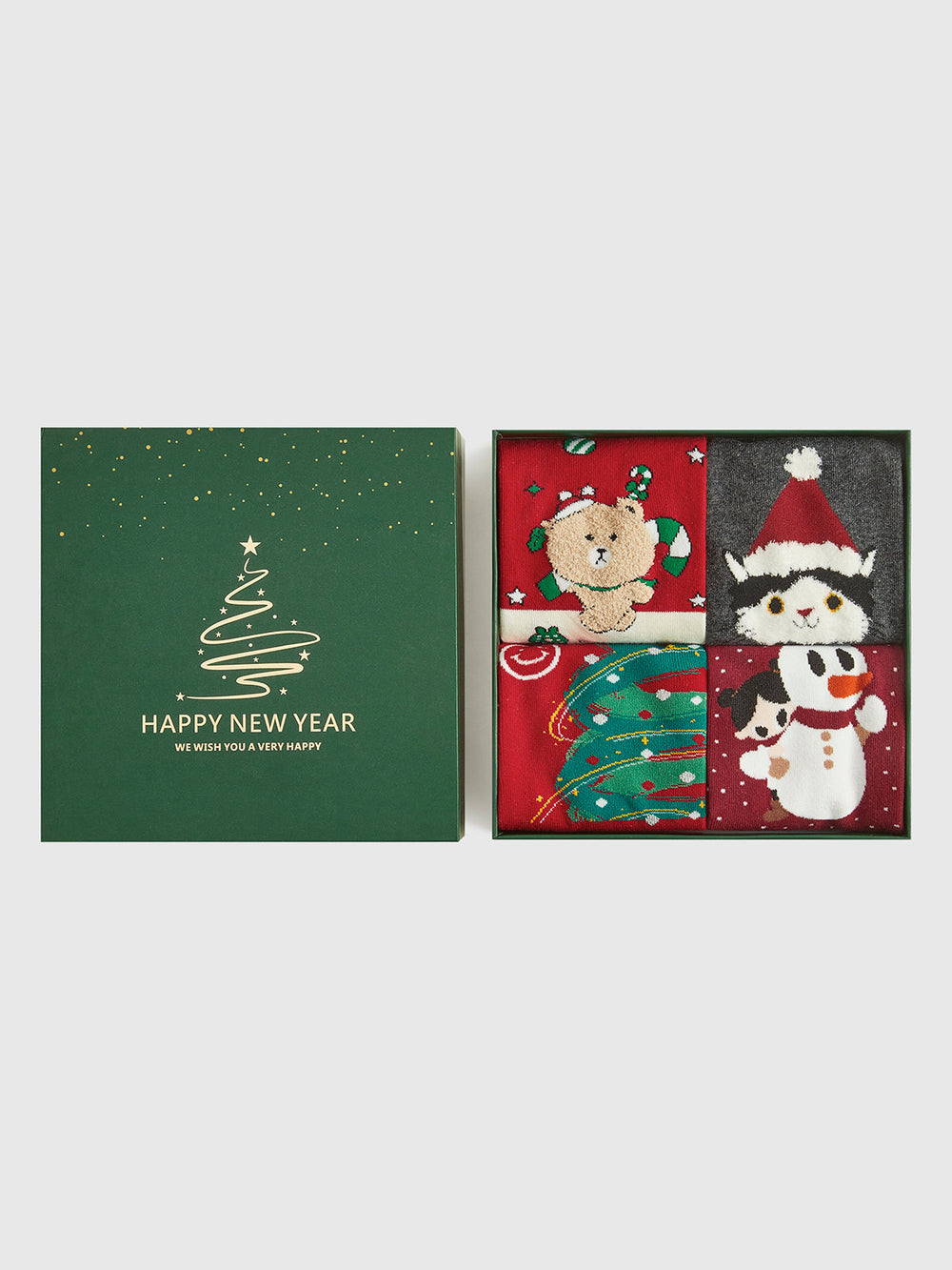 Boîte cadeau de Noël de dessin animé avec chaussettes