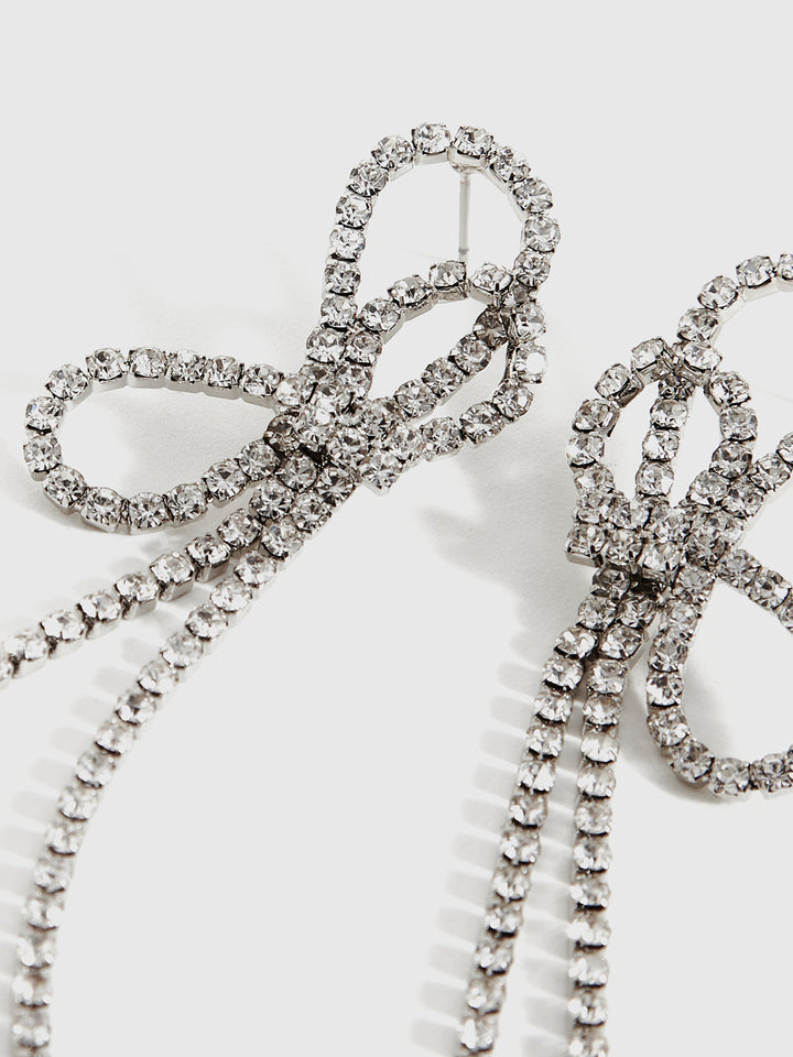 Boucles d'oreilles à franges avec nœud en strass