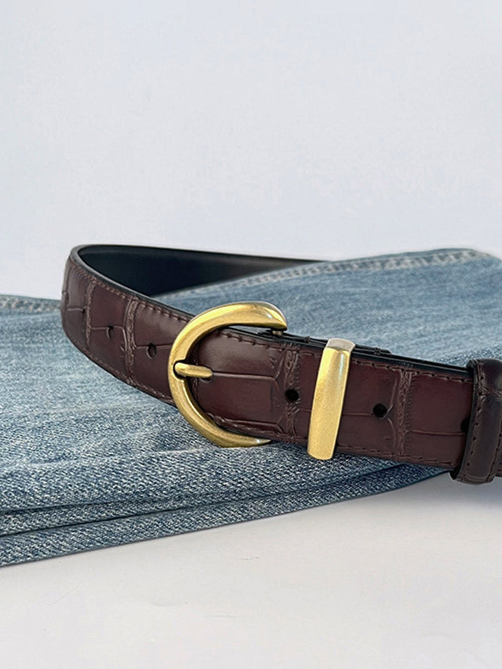 Ceinture à boucle motif crocodile vintage