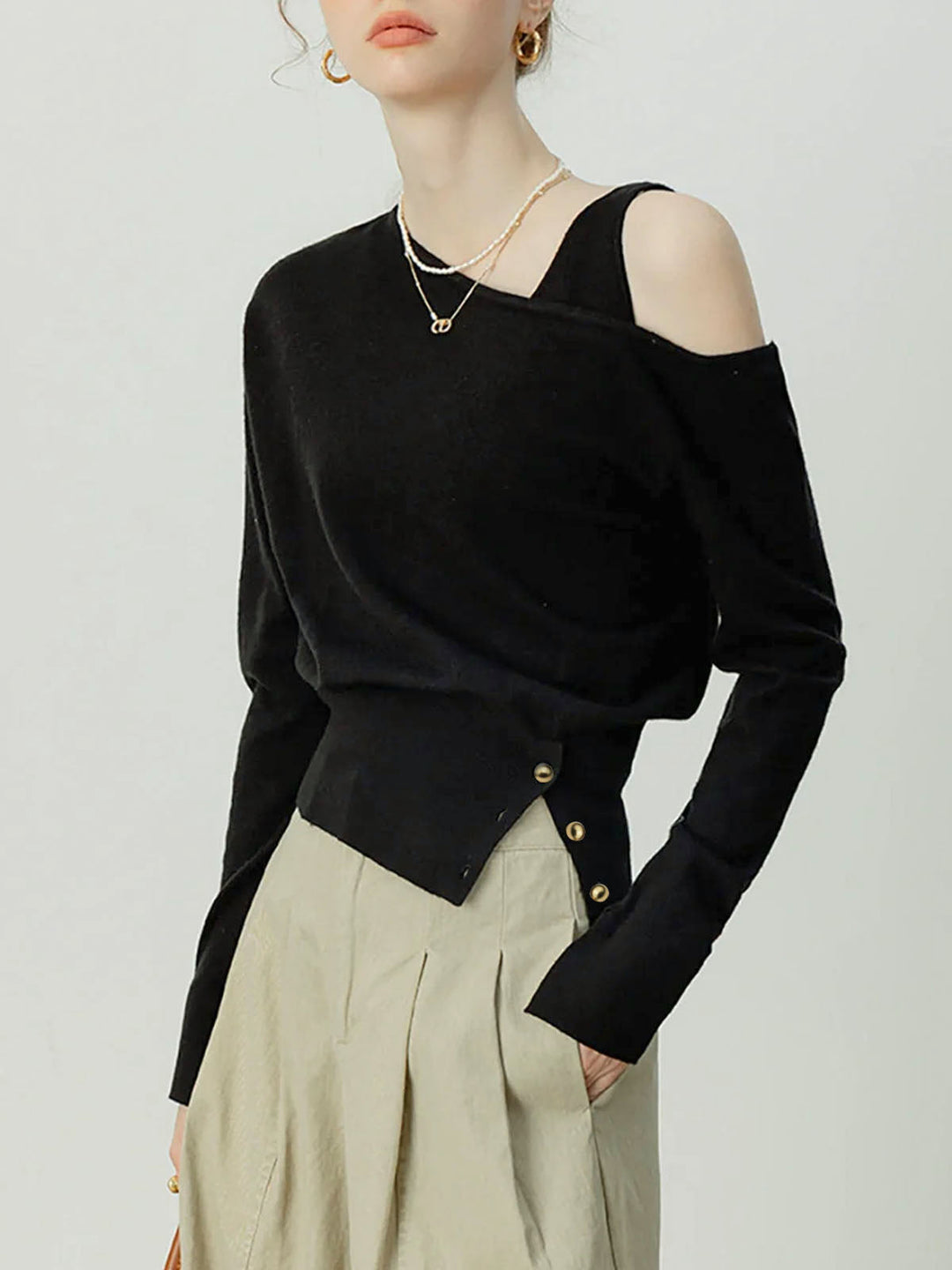 Sweater Co-ords à épaules dénudées froides asymétriques