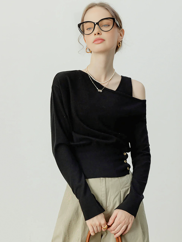 Sweater Co-ords à épaules dénudées froides asymétriques