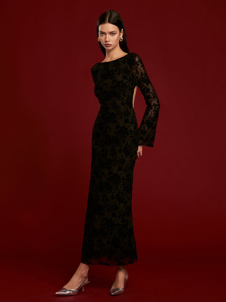 Robe Longue Sans Dos en Velours