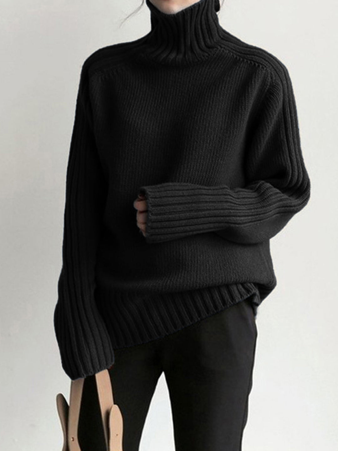 Pull en maille à col haut