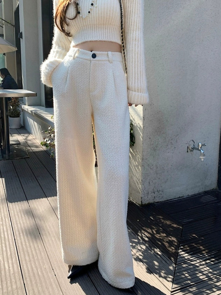 Pantalons en Tweed Mélangé Laine