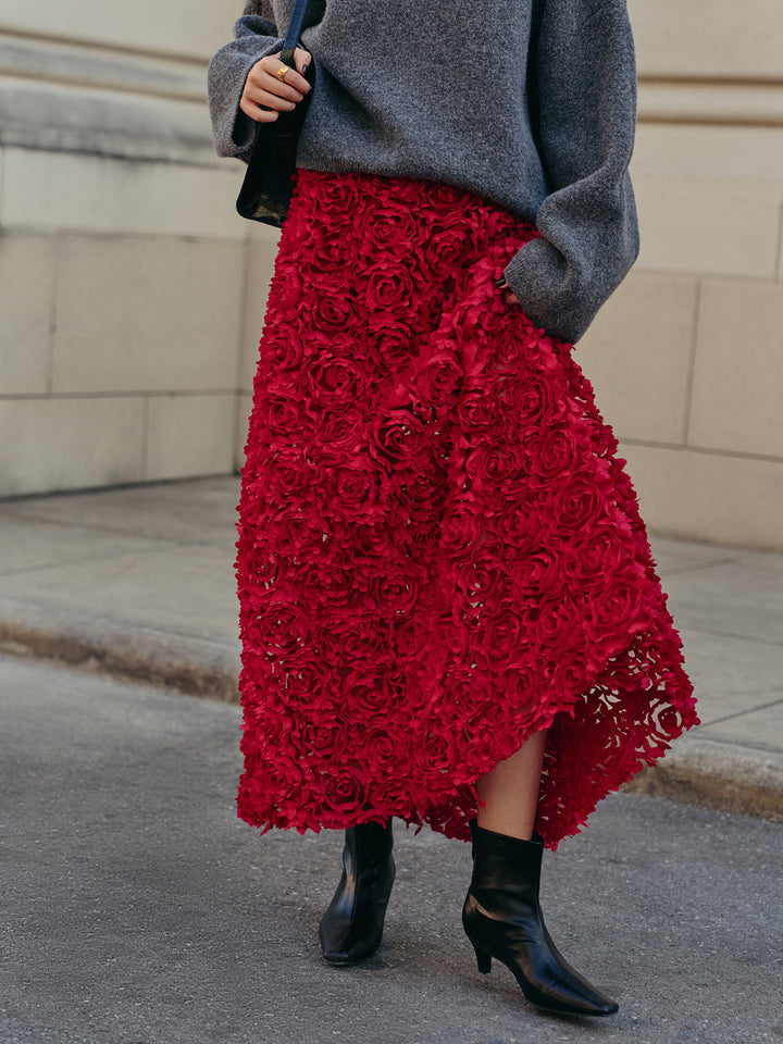 Jupe Taille Haute Rosace