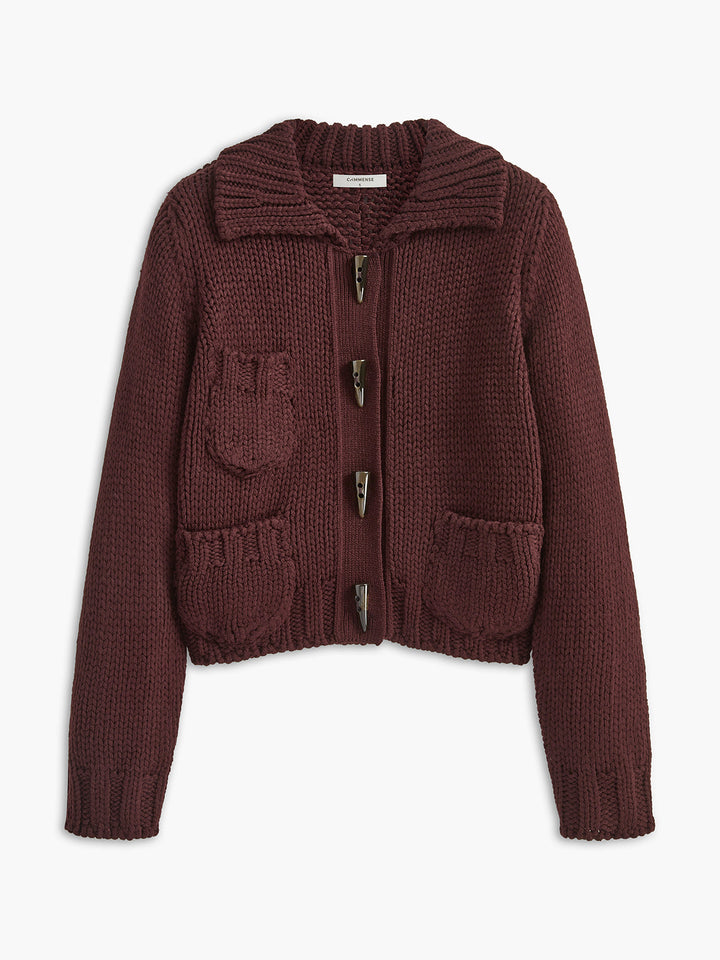 Cardigan Doublé à Revers Doux