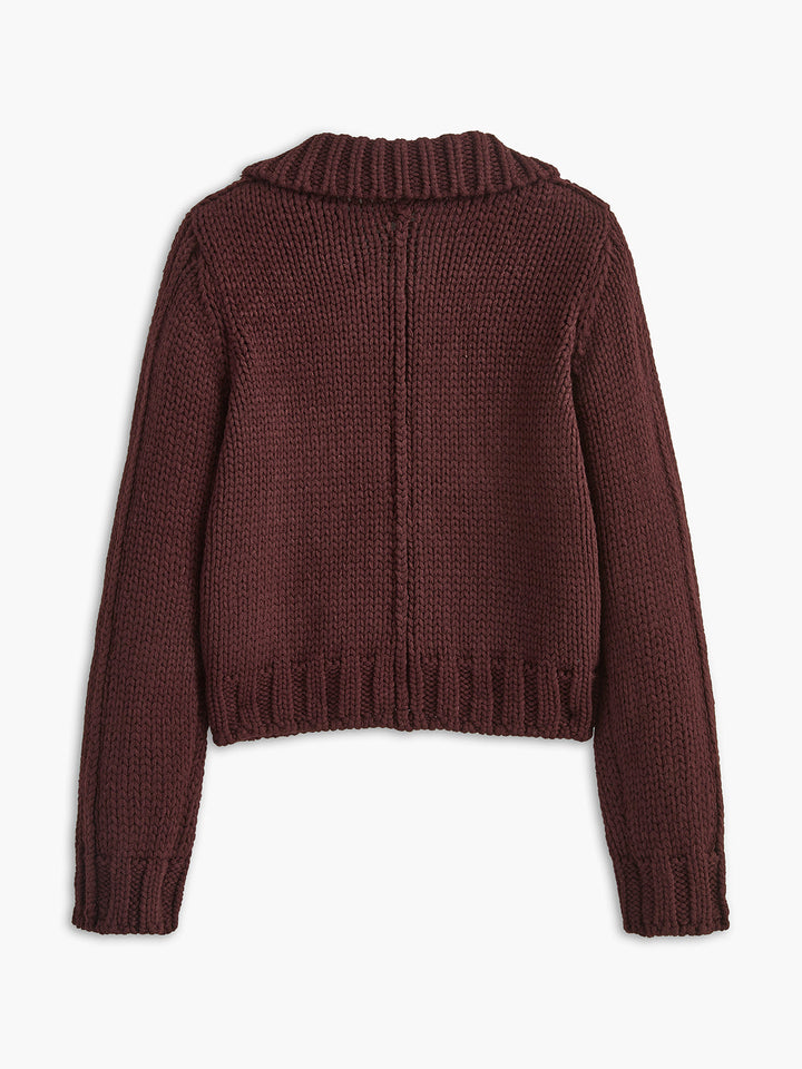 Cardigan Doublé à Revers Doux