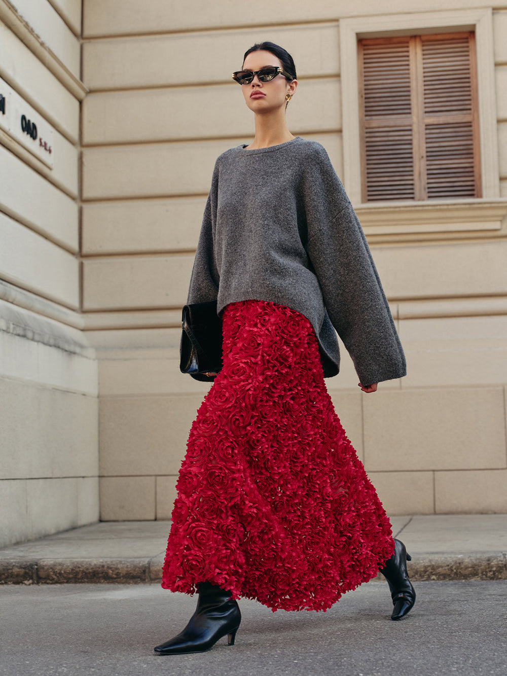 Pull Col Roulé Oversize Uni en Mélange de Laine