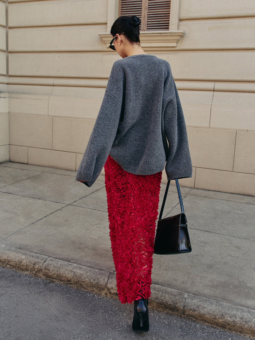 Pull Col Roulé Oversize Uni en Mélange de Laine