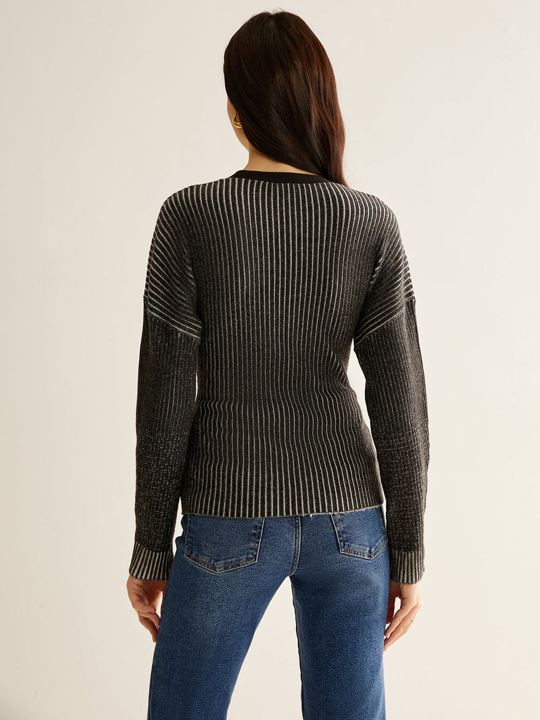 Cardigan ajusté à boutons Ombre
