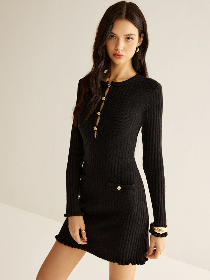 Robe Pull Coupe avec Bordure en Laitue