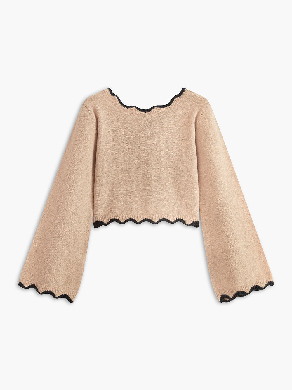 Pull à col contrasté avec nœud