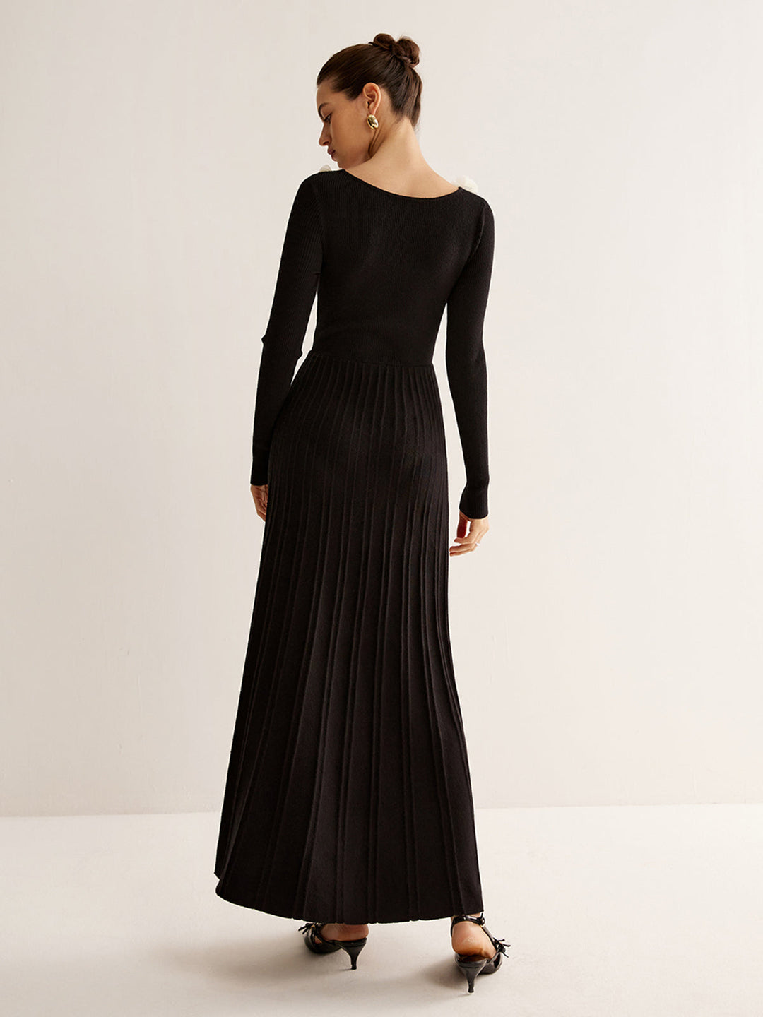 Robe pull plissée décor floral