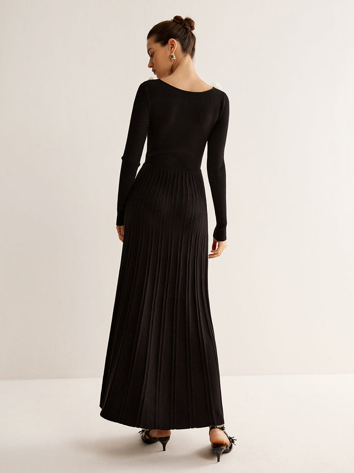 Robe pull plissée décor floral