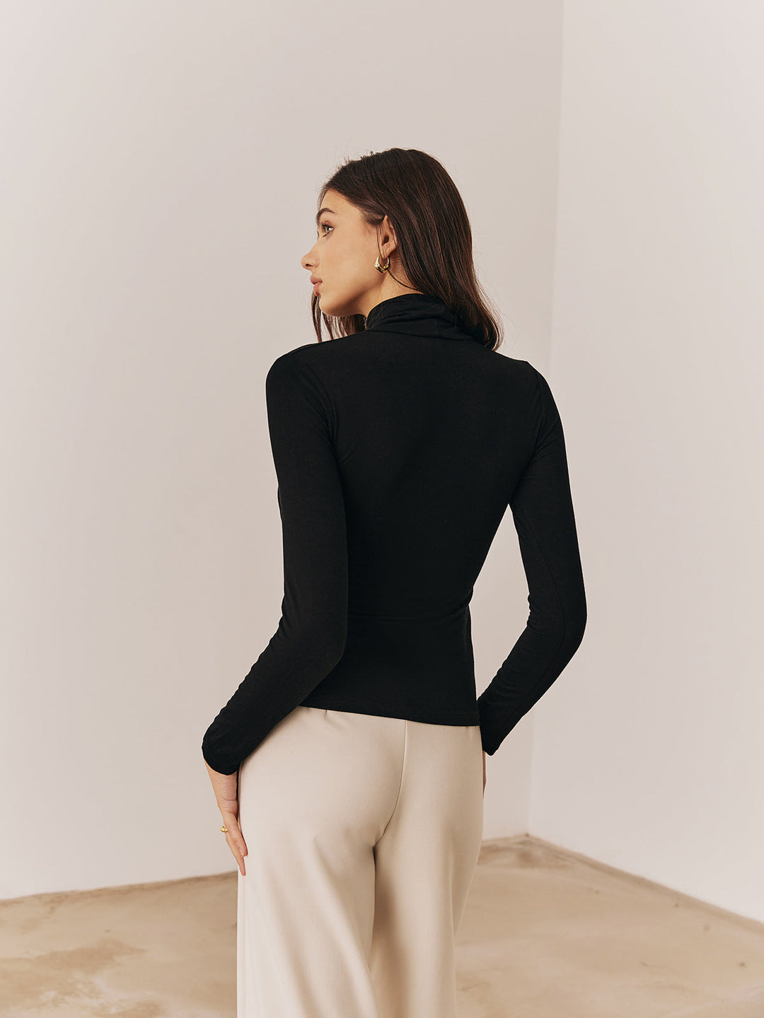 T-shirt plissé croisé uni