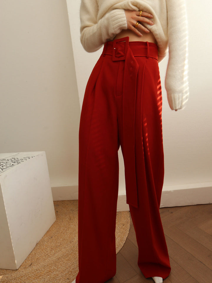 Pantalons Amples Ceinturés Plissés