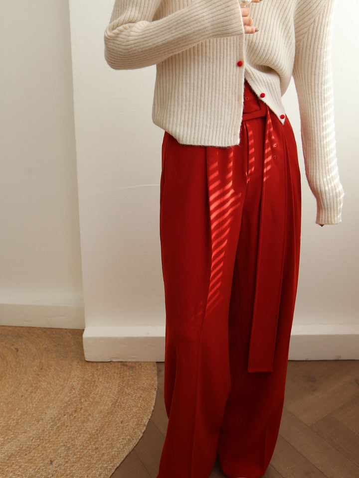 Pantalons Amples Ceinturés Plissés
