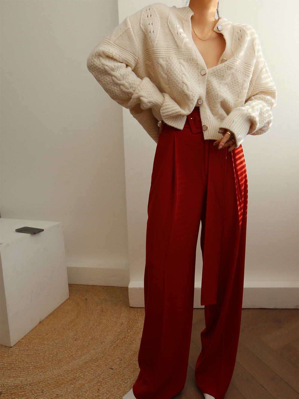 Pantalons Amples Ceinturés Plissés