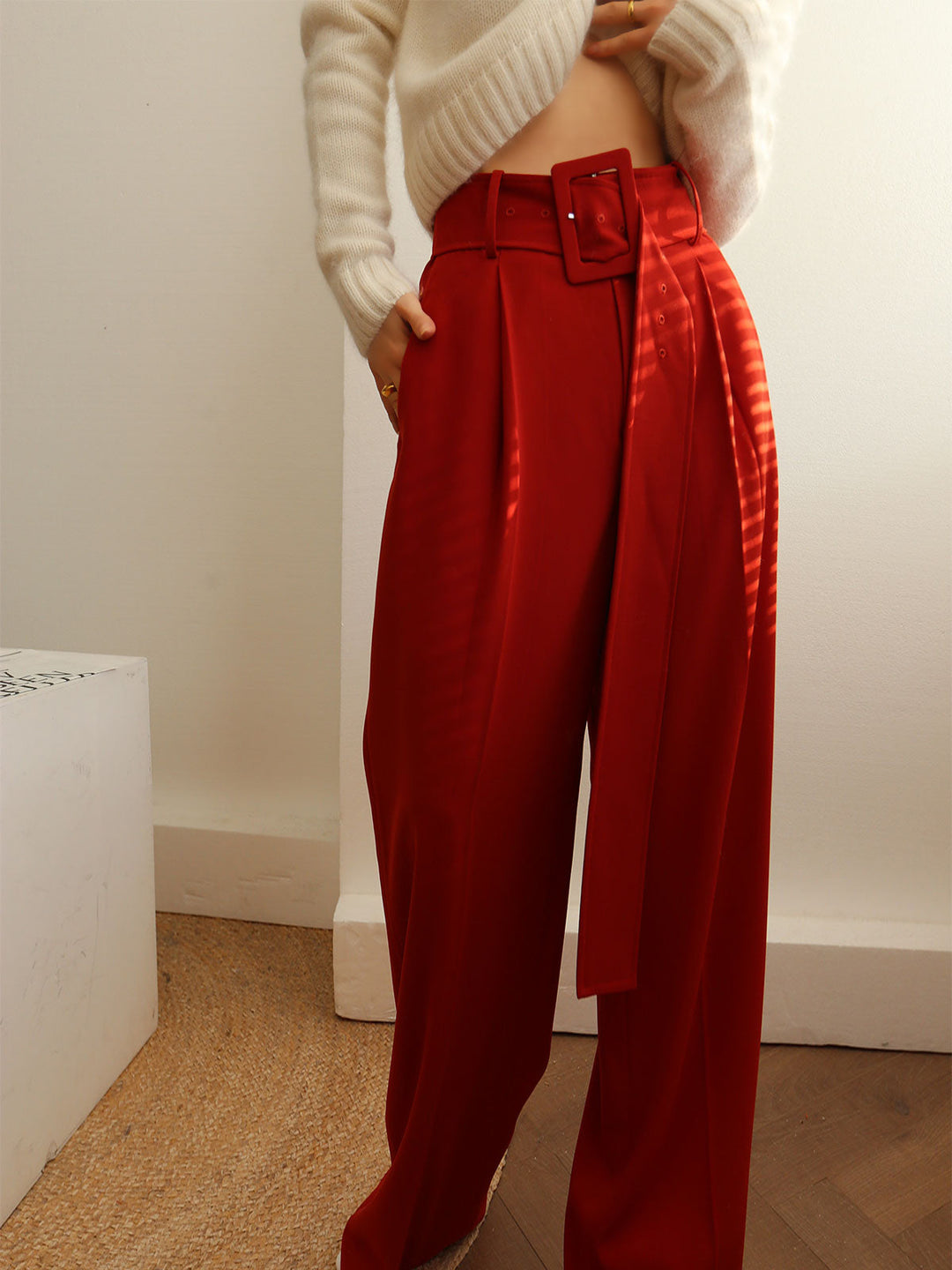 Pantalons Amples Ceinturés Plissés