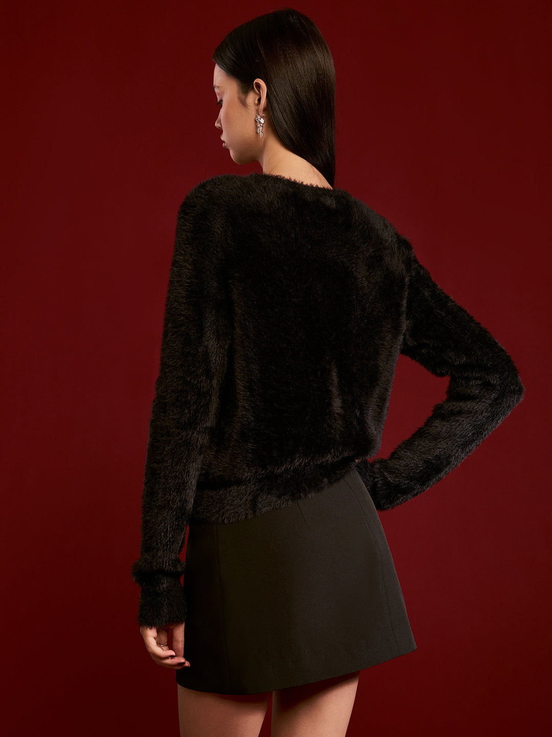 Cardigan Bouton Fleuri Flou
