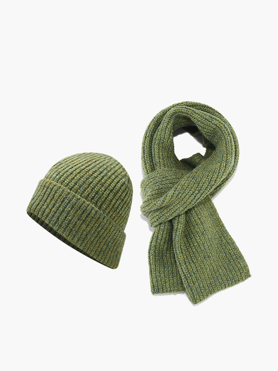 Chapeau Tricoté Chaud Uni Écharpe Assortie