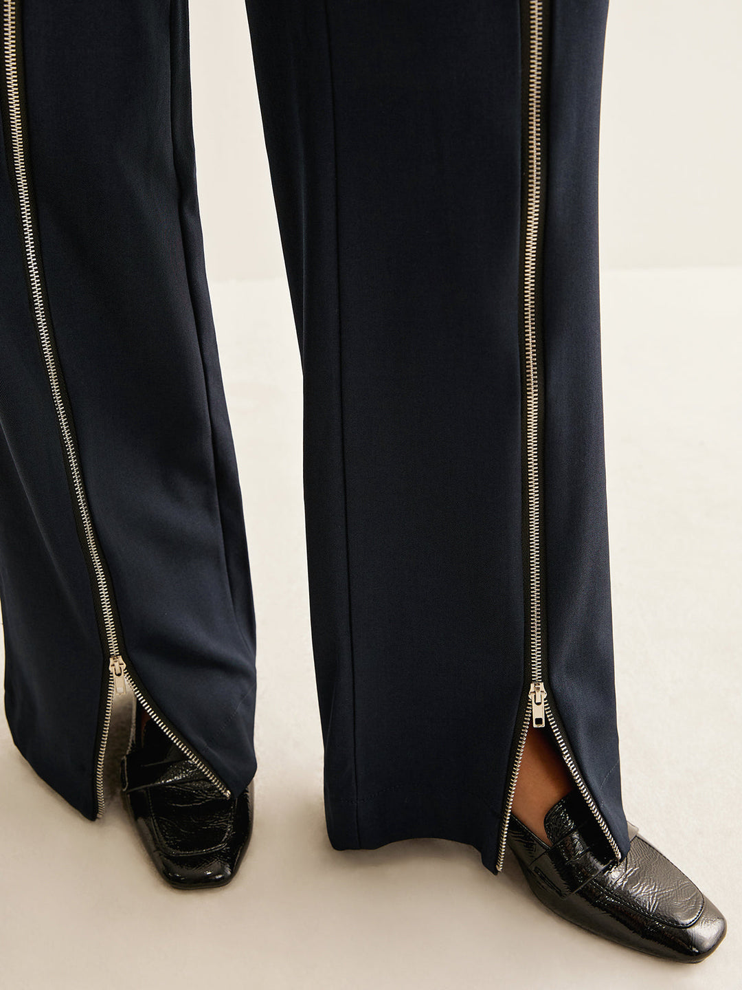 Pantalon Droit à Fermeture Éclair Avant