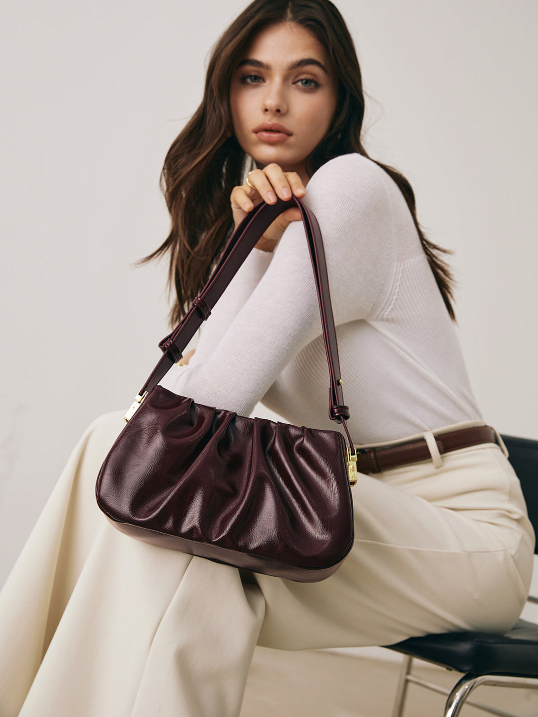 Sac à bandoulière plissé rétro