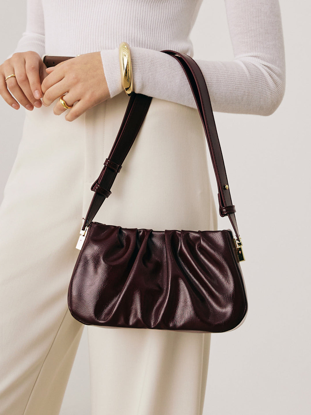 Sac à bandoulière plissé rétro