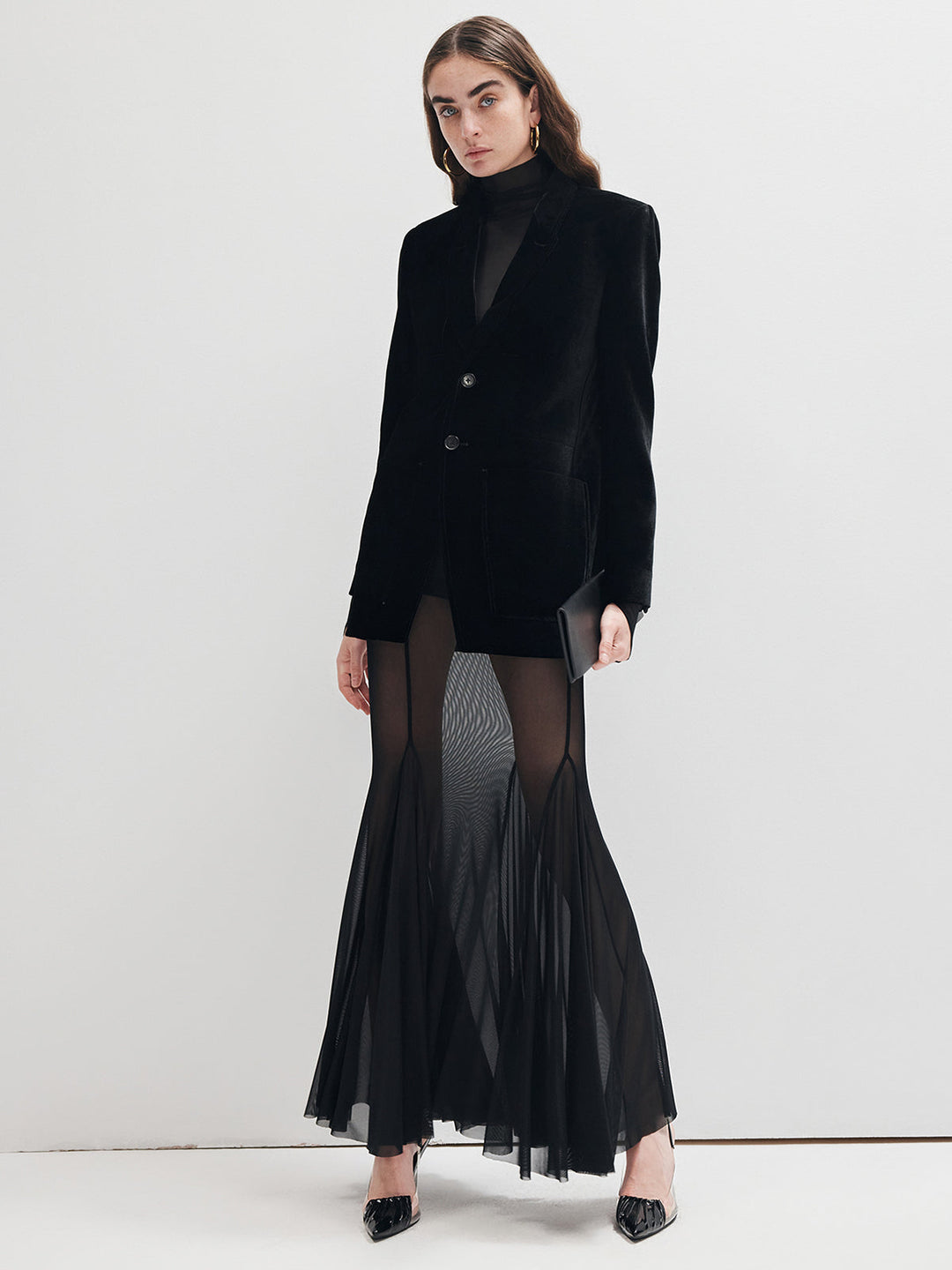 Jupe Maxi Transparente à Volants