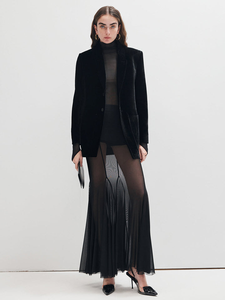 Jupe Maxi Transparente à Volants
