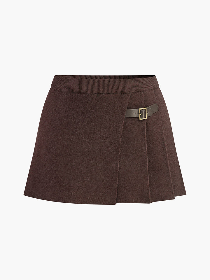 Jupe en maille plissée à taille élastique