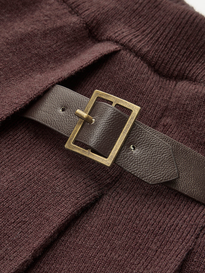 Jupe en maille plissée à taille élastique