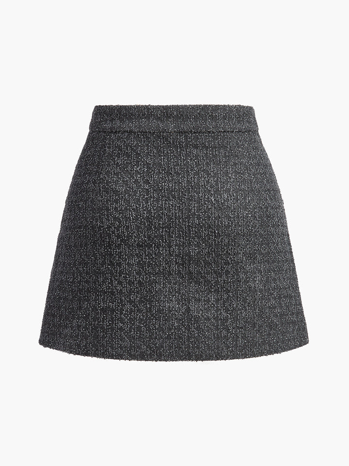 Jupe Mini en Jean à Nœud en Métal
